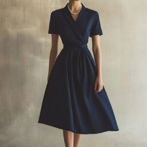 Navy Blue Vintage Wrap Dress