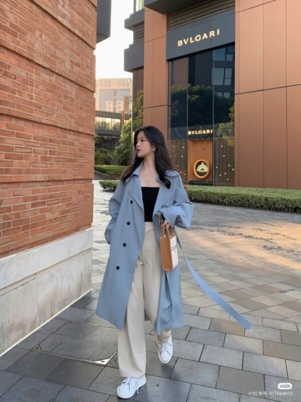 Modern City Chic – Blue Trench & Neutrals Combo