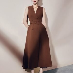 Cocoa Poise – Sleeveless Belted Bodycon Midi Dress