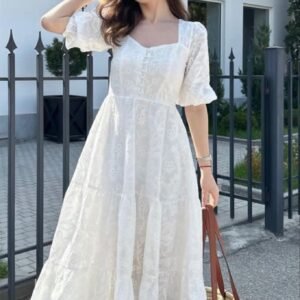 Luna Eyelet Cotton Bodycon Dress – White