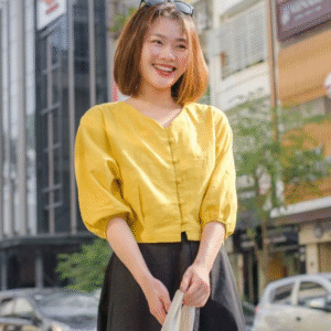 Women's Puff Sleeve Button-Down Top