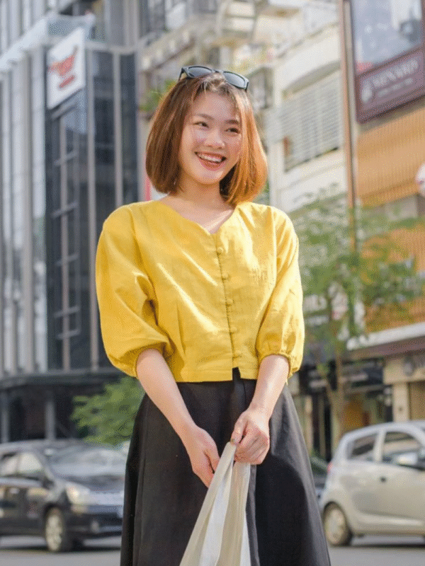 Women's Puff Sleeve Button-Down Top